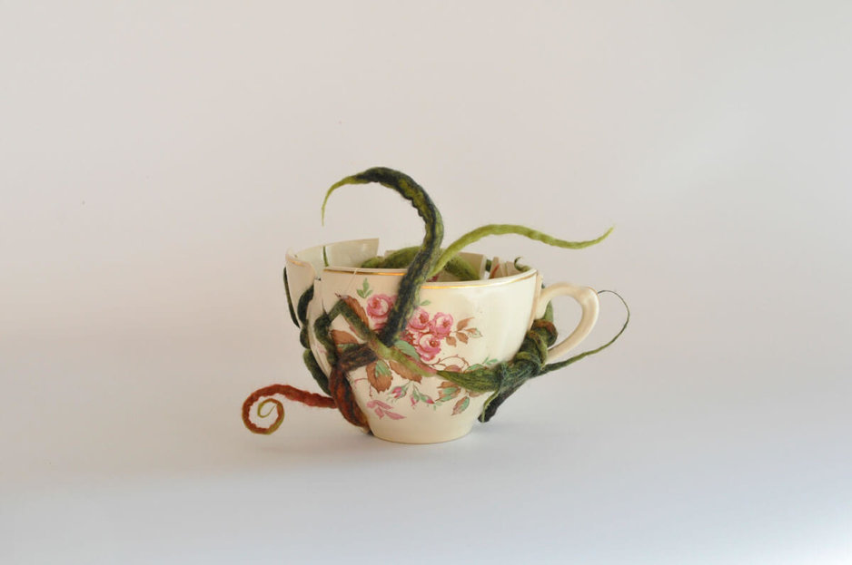 Kim Tucker, Kimberly Tucker, sculpture assembled from felt and found porcelain