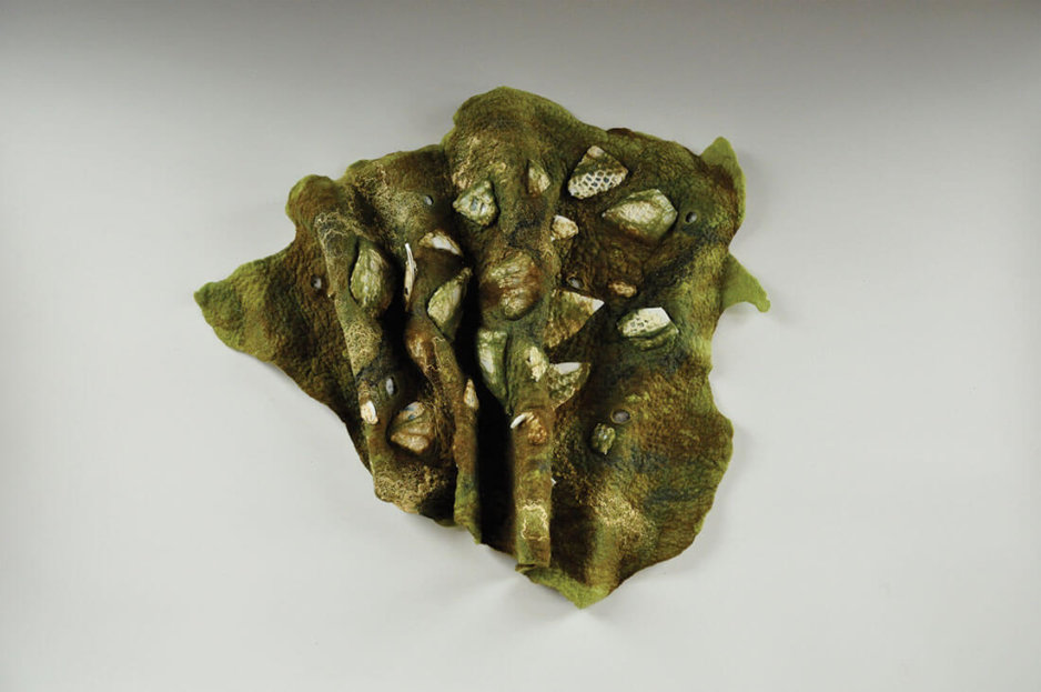 Kim Tucker, Kimberly Tucker, Wall Hanging from felt and found porcelain and photo images