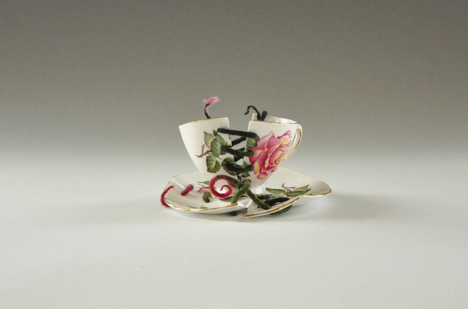 Kim Tucker, Kimberly Tucker, sculpture assembled from felt and found porcelain