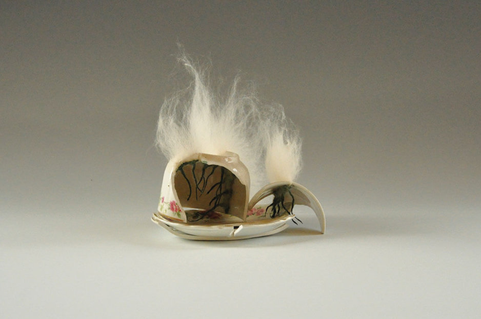 Kim Tucker, Kimberly Tucker, sculpture assembled from felt and found porcelain