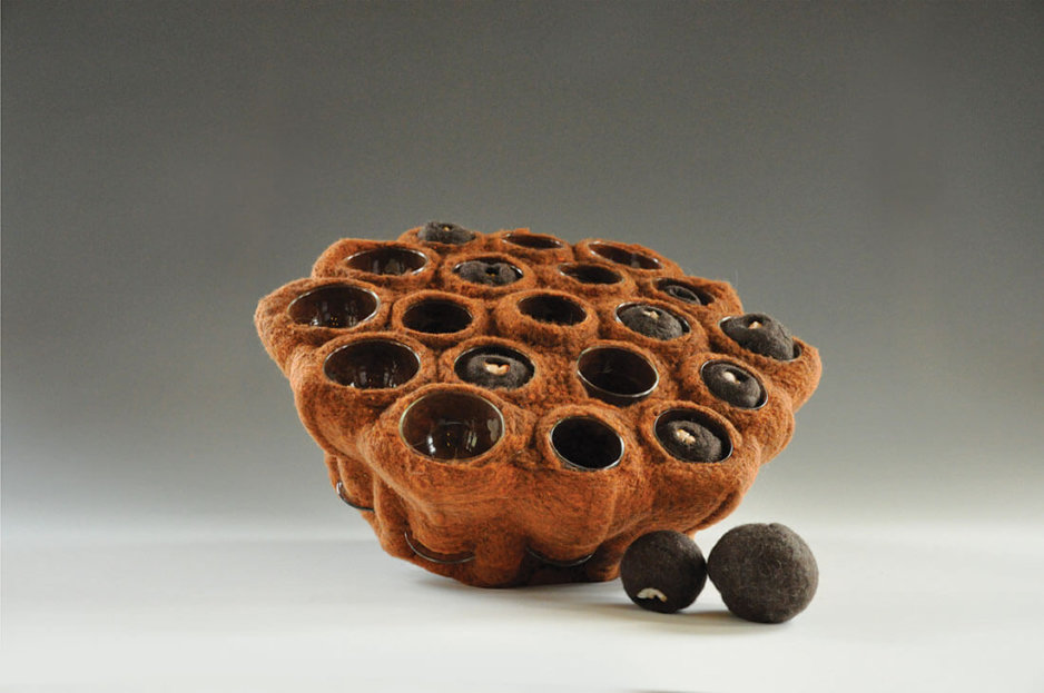 Kim Tucker, Kimberly Tucker, sculpture assembled from felt and found porcelain, glass